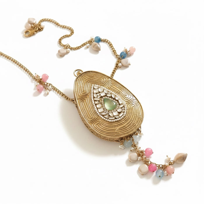 Sage Green Onyx Tear Drop Mini Clutch -Natural Gemstone Clutch