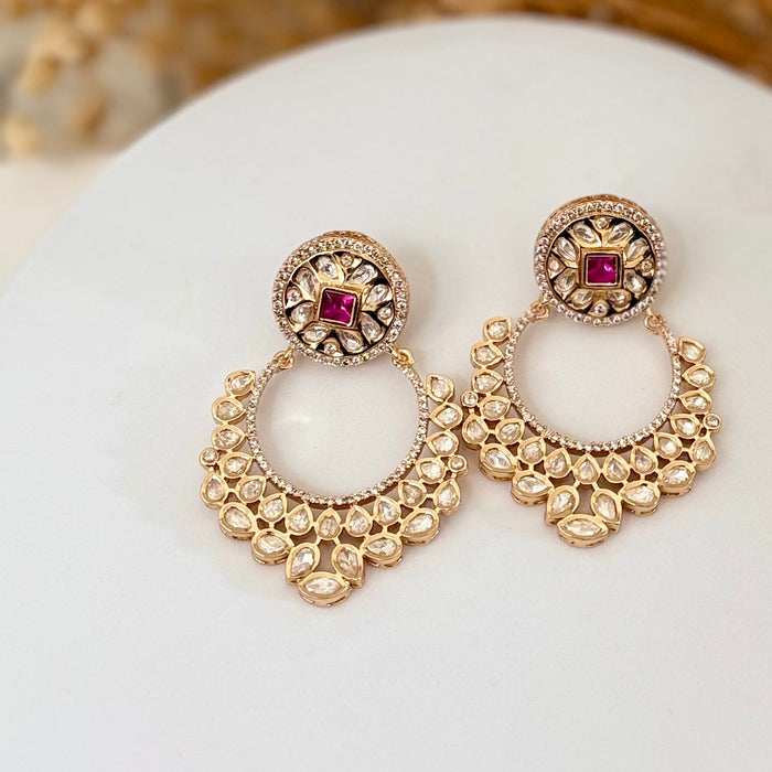 Original Kundan Foil Brass Earring- Gold Plating & Micron Polish