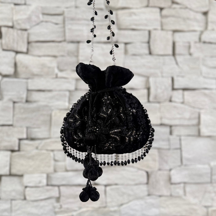 Handmade Velvet Potli Bag – Whimsical Floral Evening Bag