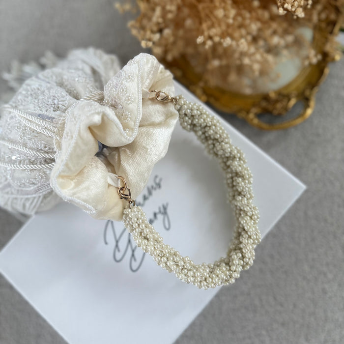 Ivory Beaded Potli Bag: Beaded Wedding Day Bag