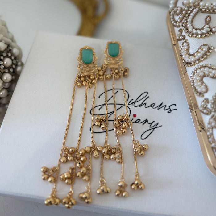 Kashmiri Statement Jhumkas: Multicolor Gold plated Traditional Earrings