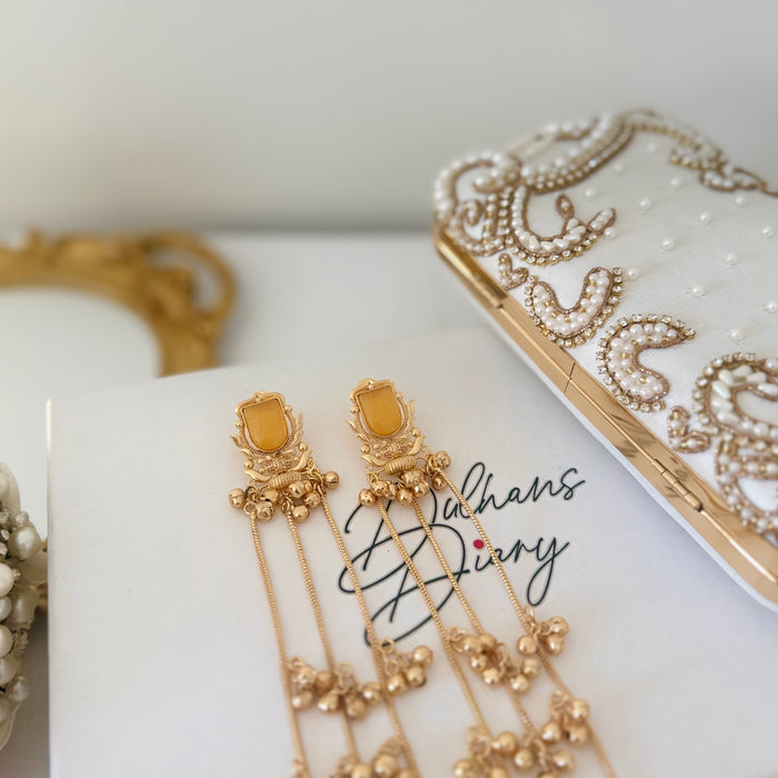 Kashmiri Statement Jhumkas: Multicolor Gold plated Traditional Earrings