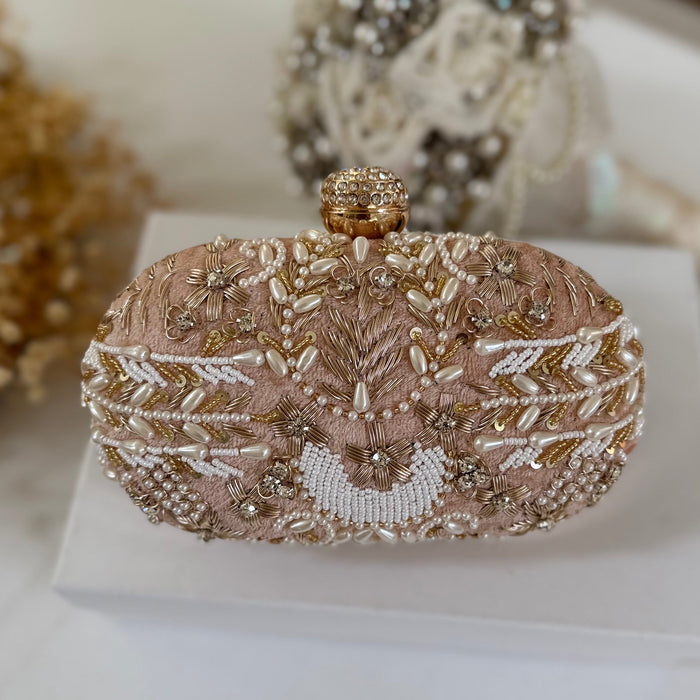 Handmade Light Peachy Pink Bridal Clutch 