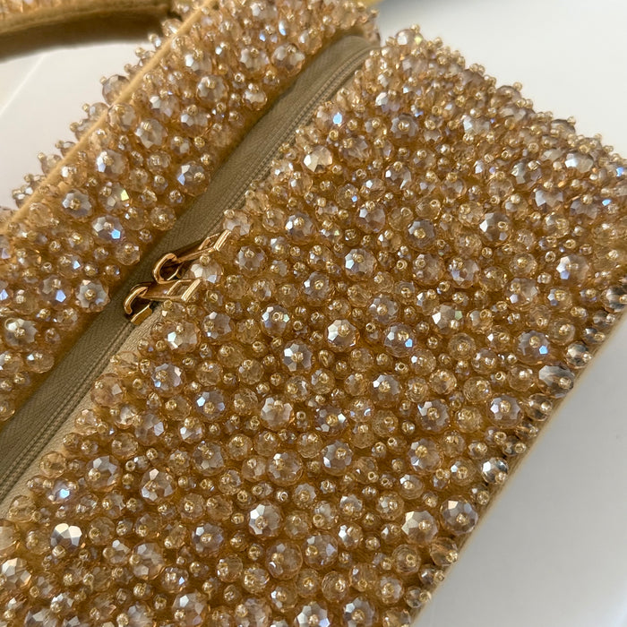 Vanity Case Bag | Crystal Embellished Suede Top Handle Bag