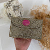 Fuchsia kundan Clutch