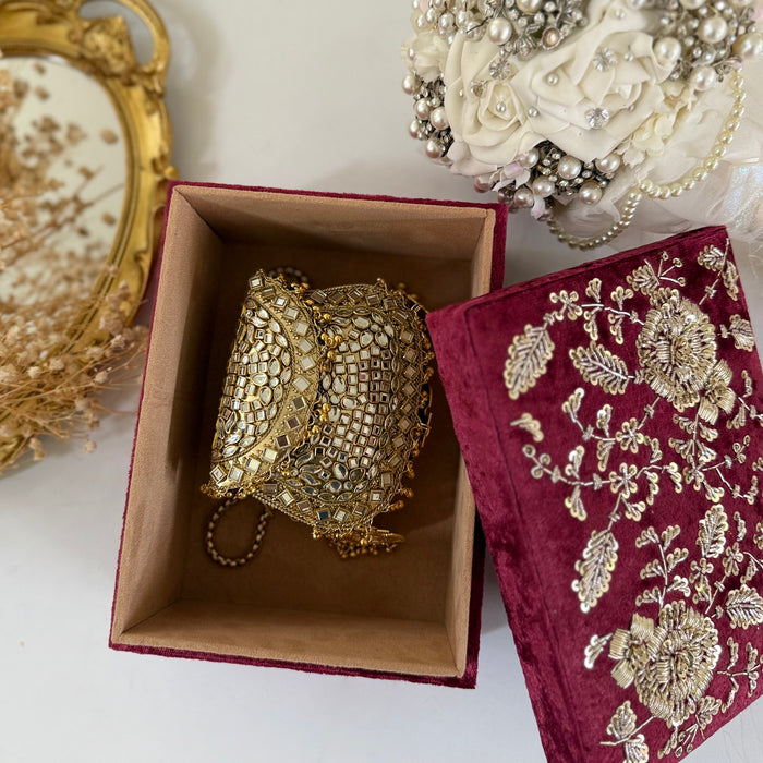 Maroon Velvet Zardozi Work Kalira Box