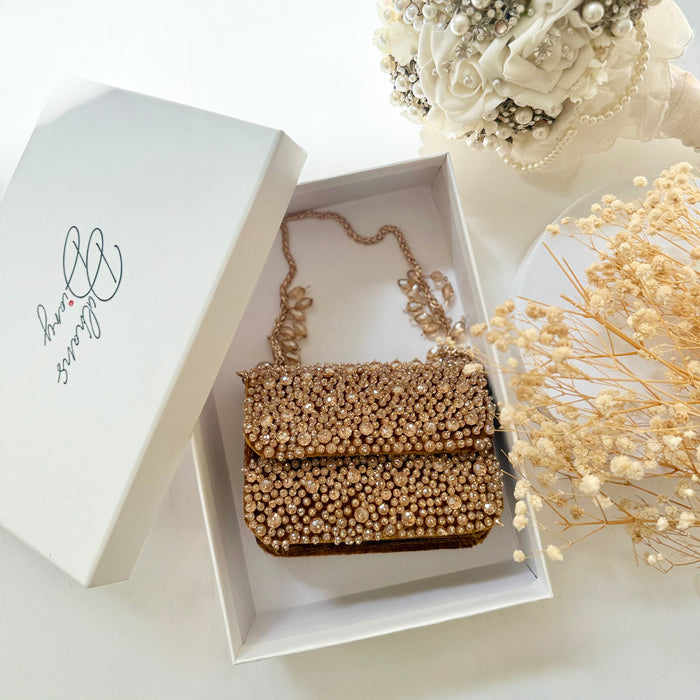 Gold Mini Crystal Clutch