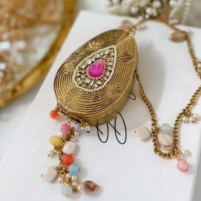 Fuchsia Onyx Tear Drop Mini Clutch -Natural Gemstone Clutch