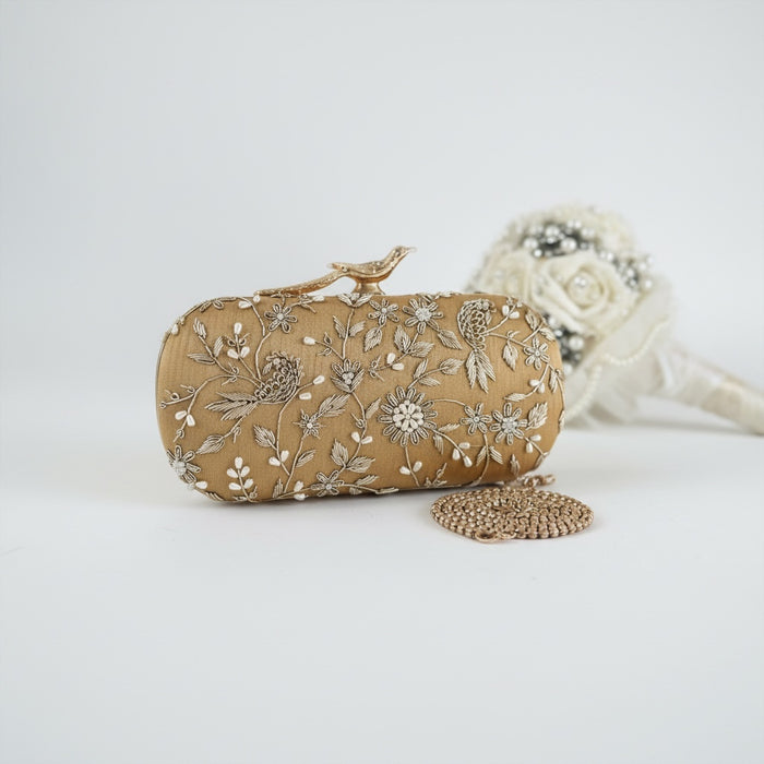 Gold Bird-Motifs Bridal Clutch