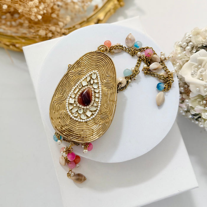Mini Multi-Color Natural Gemstone Tear Drop Clutch
