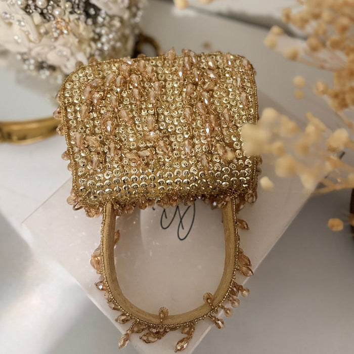 Gold Top Handle Bag: Bridal Mini Clutch