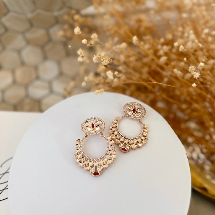 Original Kundan Foil Brass Earring- Gold Plating & Micron Polish