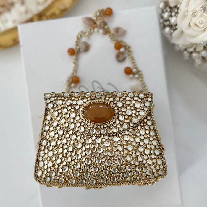 Mocha - Natural Onyx Gemstone Mini Clutch