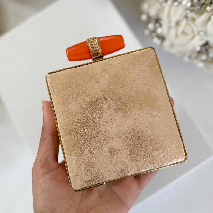 Mini Mother of Pearl Clutch : Gold Statement Clutch