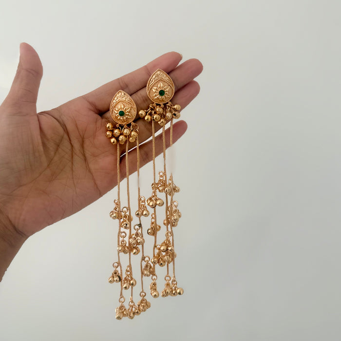Kashmiri Jhumkas: Multicolor Gold Plated Earrings