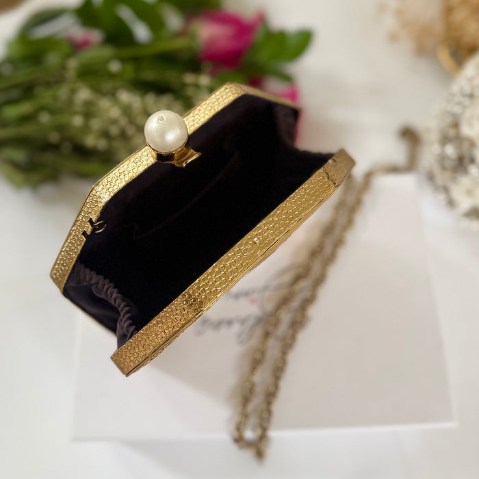 Gold Plated Clutch: Mother of Pearl Evening Bag