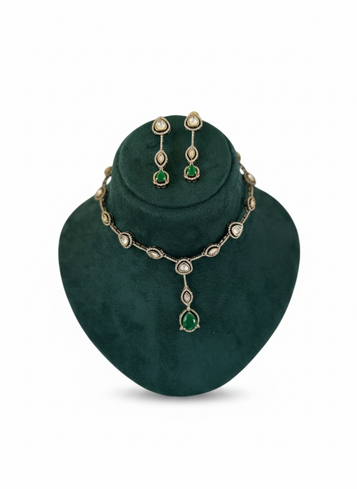 Emerald Green Bridal Necklace Set- Layered Necklace Set
