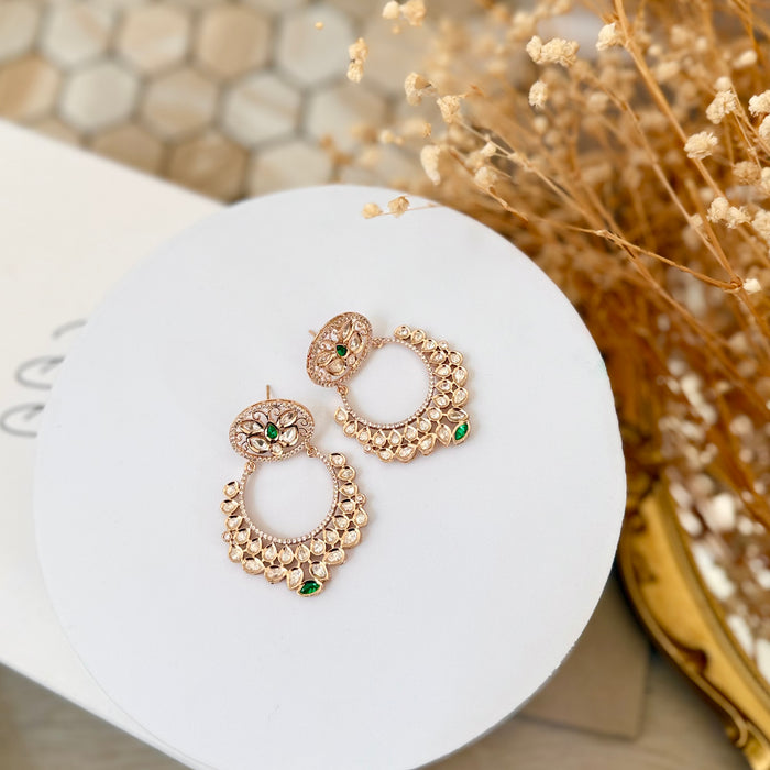 Original Kundan Foil Brass Earring- Gold Plating & Micron Polish