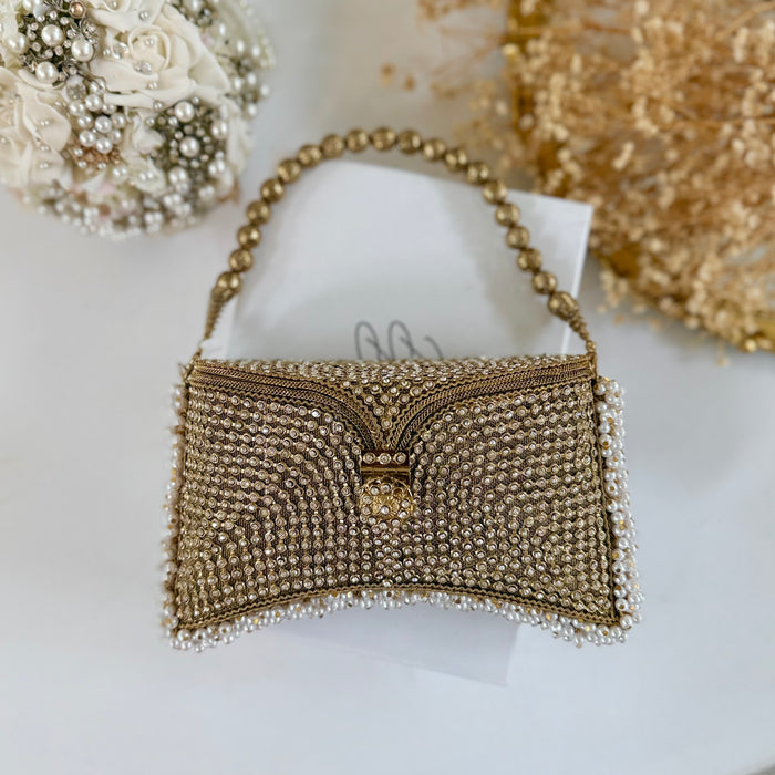 Handmade Bridal Clutch – Iridescent Pearl Embellished Evening Bag