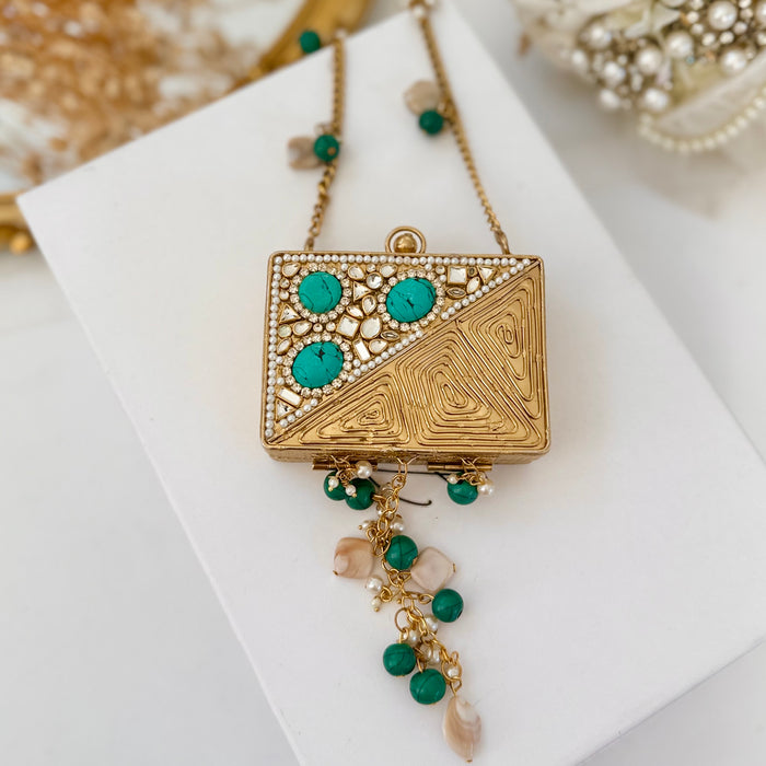Natural Turquoise Stone Clutch - Mini Gemstone Clutch