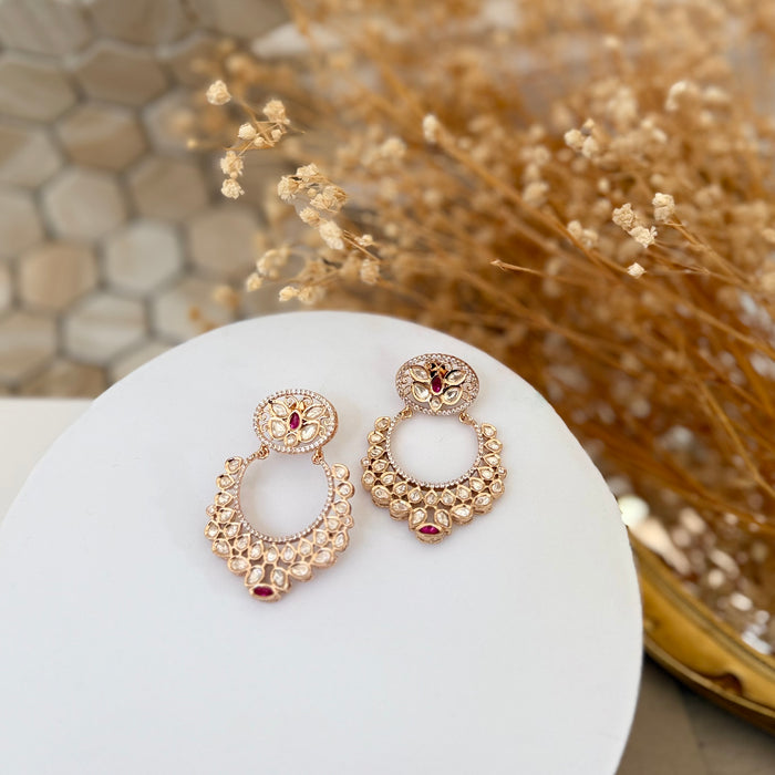 Original Kundan Foil Brass Earring- Gold Plating & Micron Polish