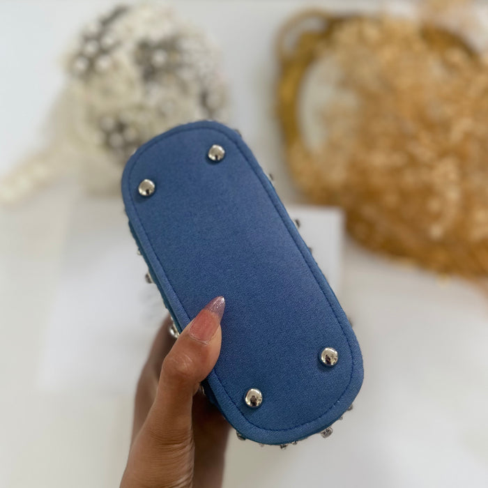 Vanity Case Bag | Hand Embroidered Denim Bag