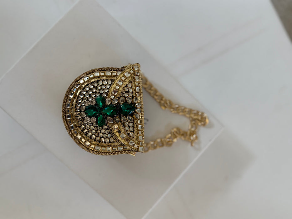 Mini Kundan Clutch Green Mini Statement Clutch | Sage Green Clutch