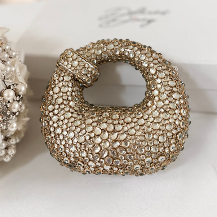 Kundan Stone Mini Clutch: Silver Mini Statement Clutch