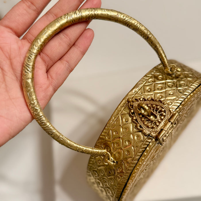 14 Karat vergoldete Messingkupplung: Handgemachte Handtasche im Vintage-Stil