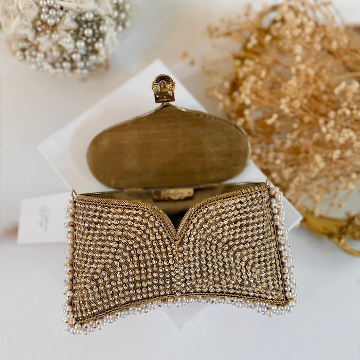 Handmade Bridal Clutch – Iridescent Pearl Embellished Evening Bag