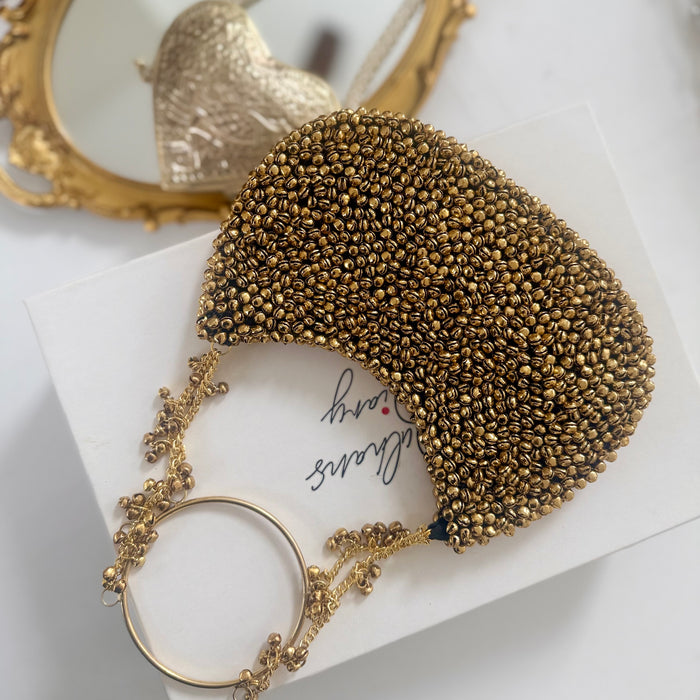 Metal Clutch with Ghungru | Statement Evening Bag