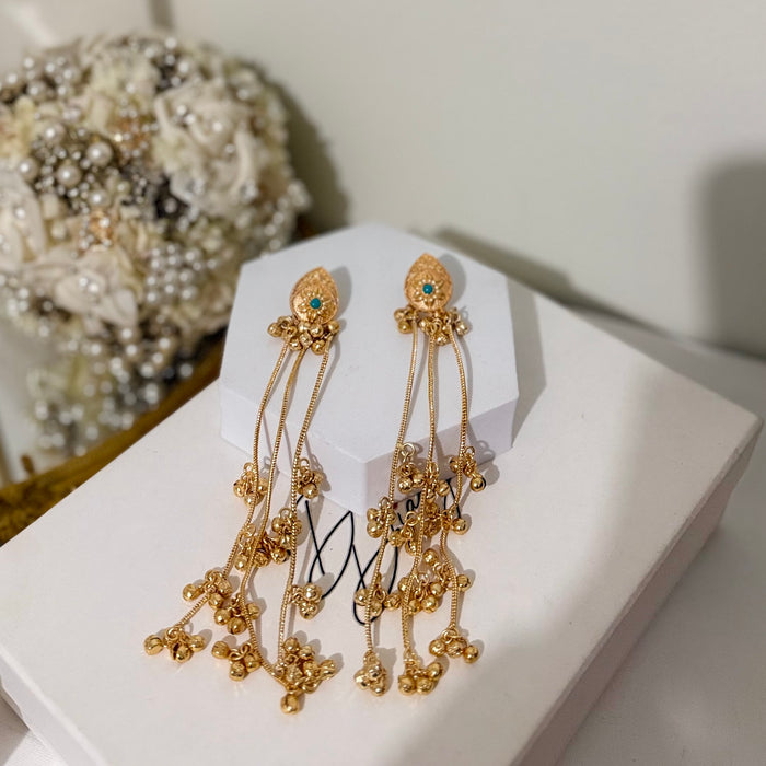 Kashmiri Jhumkas: Multicolor Gold Plated Earrings