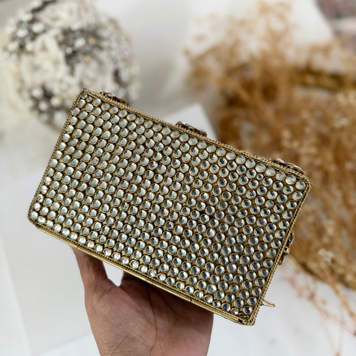 Rose Quartz Clutch | Natural Gemstone and Kundan Clutch