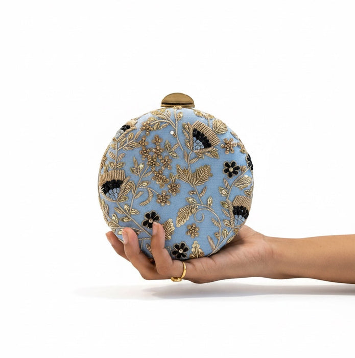 Blue Round Shape Mini Clutch