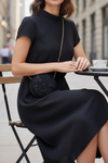 Black Round Shape Mini Clutch