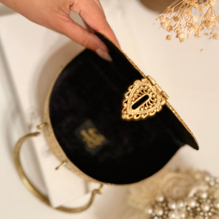14 Karat vergoldete Messingkupplung: Handgemachte Handtasche im Vintage-Stil