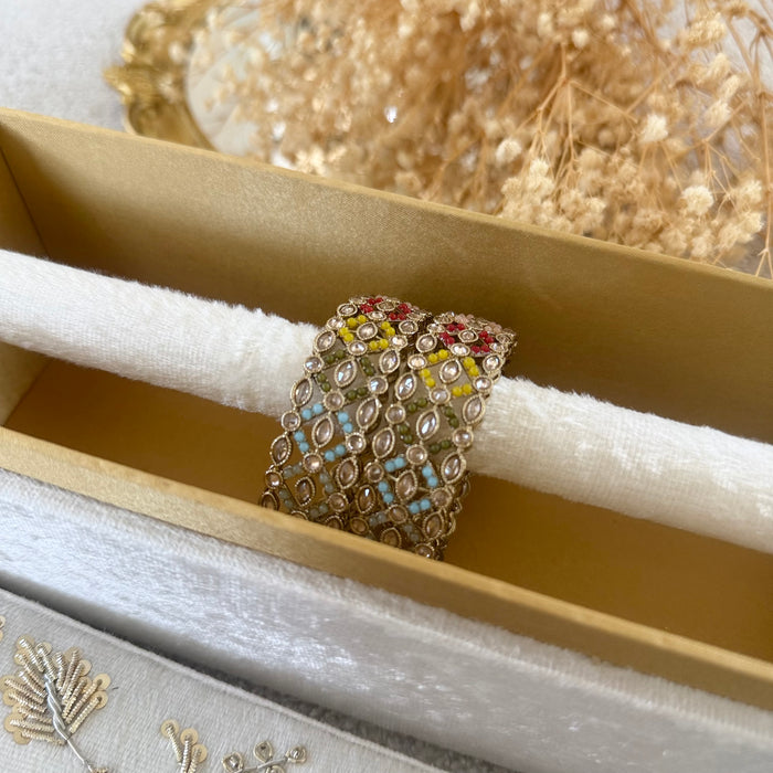 Multi-Color Bangle Set: Polki Bangle Set