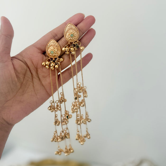 Kashmiri Jhumkas: Multicolor Gold Plated Earrings