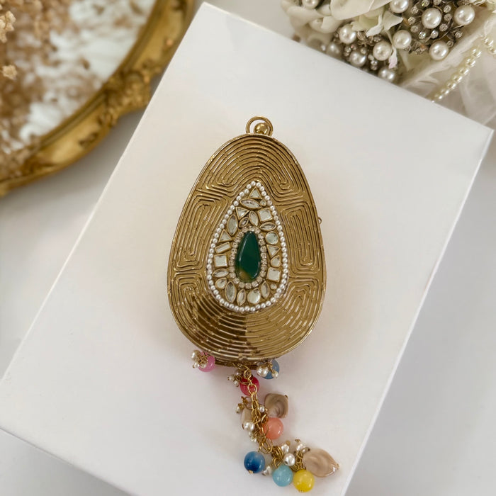 Emerald Green Onyx Tear Drop Mini Clutch -Natural Gemstone Clutch