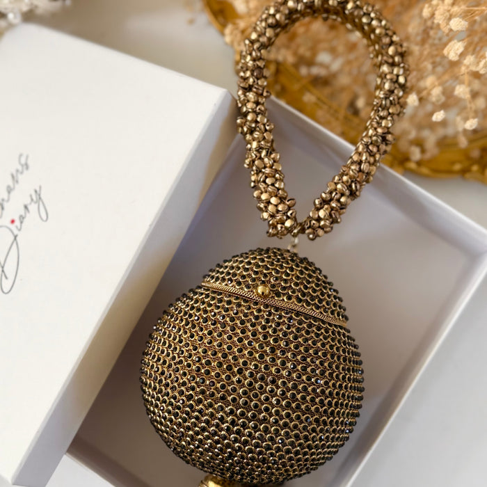 Black and Gold Statement Bag | Crystal Embellished Bracelet Bag