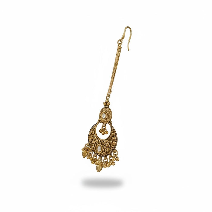 Vergoldetes Halsketten-Set – Choker-Set mit Ohrringen und Tikka
