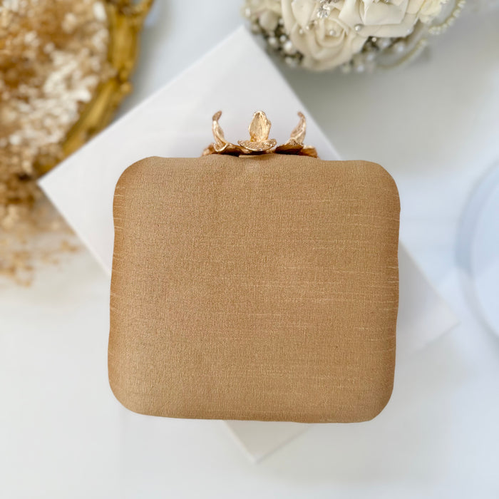 Mughal Inspired Clutch | Zardozi Elephant Motif & Large Flower Knob