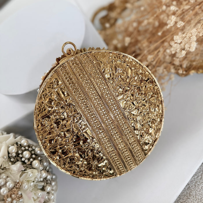 Brass Statement Clutch | Natural Shell, Turquoise Gemstones & Mother of Pearl