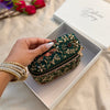 Embroidered Vanity Case Bag | Hand Embroidered Suede Bridal Bag