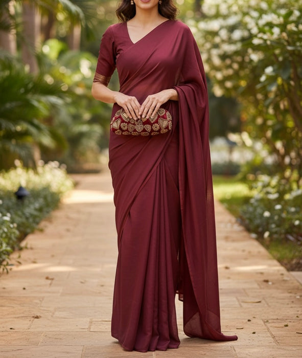 Maroon Velvet Evening Pouch Bag | Traditional Zardosi Embroidery