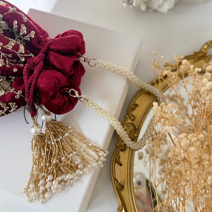 Maroon bridal potli bag
