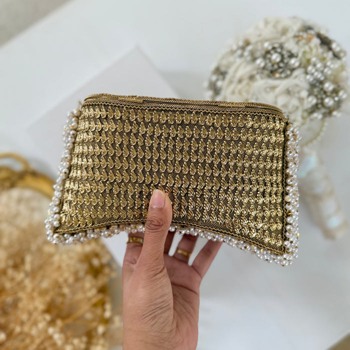 Handmade Bridal Clutch – Iridescent Pearl Embellished Evening Bag