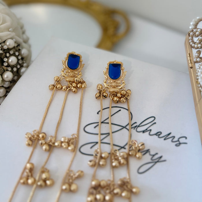 Kashmiri Statement Jhumkas: Multicolor Gold plated Traditional Earrings