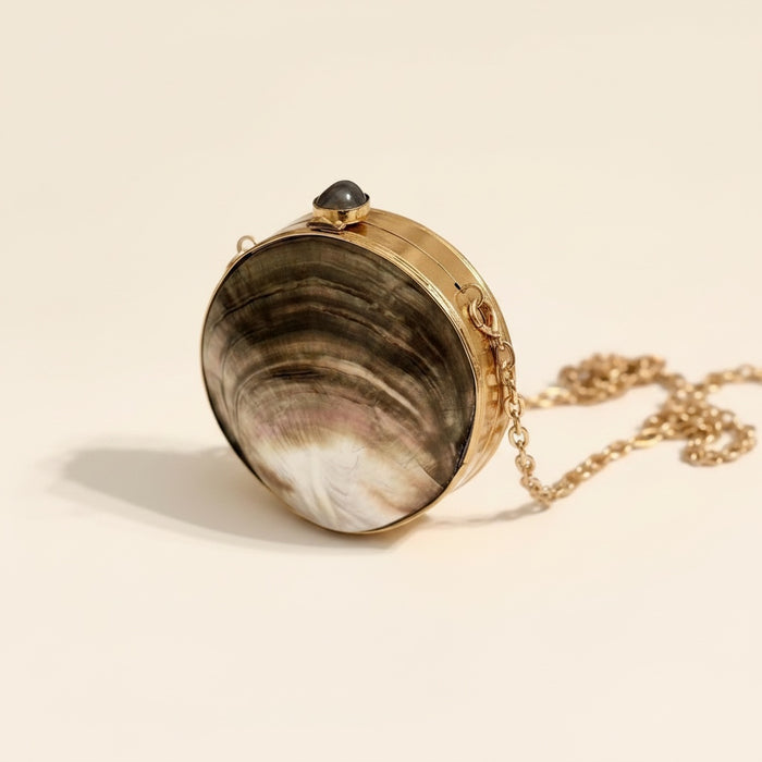 Natural Seashell Minaudiere Clutch: Beach Wedding Bridal Bag