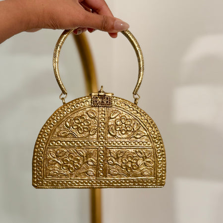 Handmade brass clutch with handle 